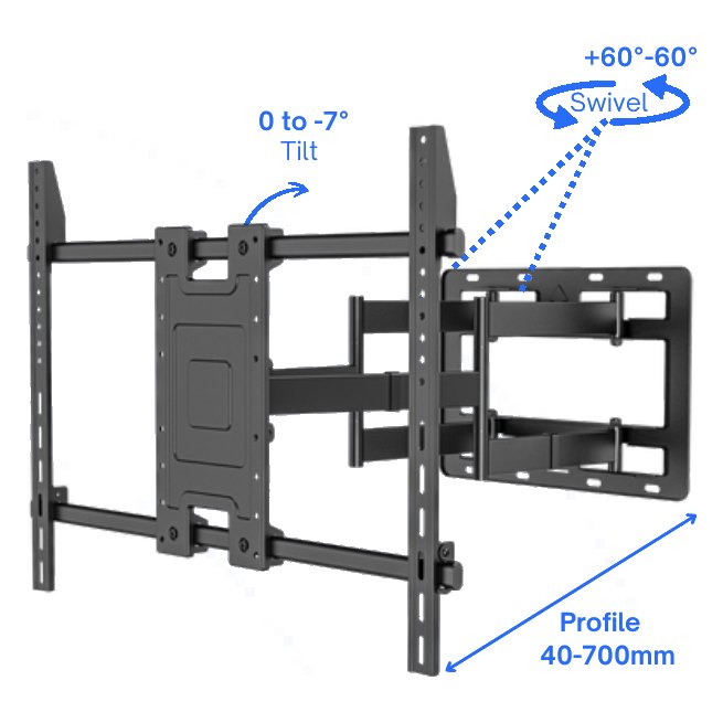 PXW-010S Heavy Duty Full Motion Swivel TV Wall Mount